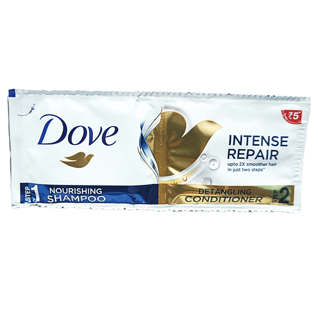 DOVE NOURISHING SHAMPOO INTENSE REPAIR DETANGLING CONDITIONER 5 RS